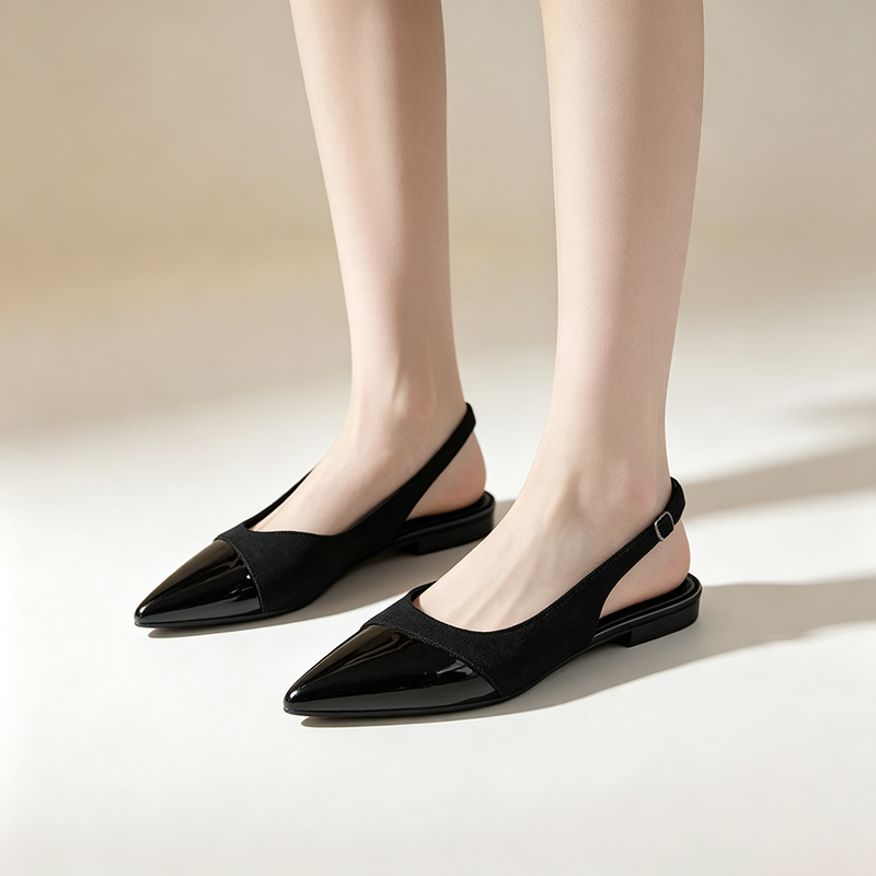 Women's Elegant Color-Block Pointed-Toe Slingback Sandals