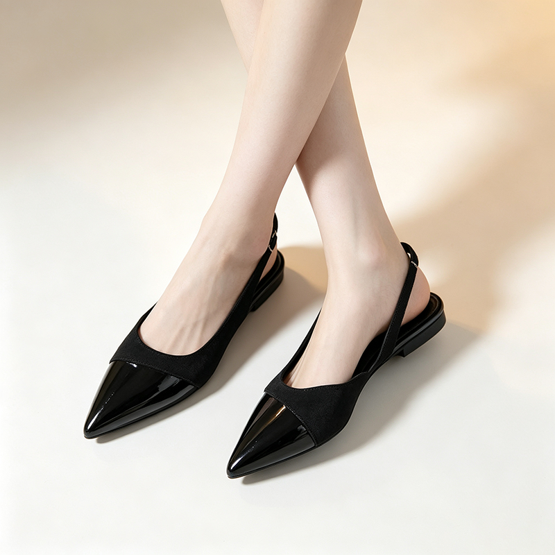 Women's Elegant Color-Block Pointed-Toe Slingback Sandals
