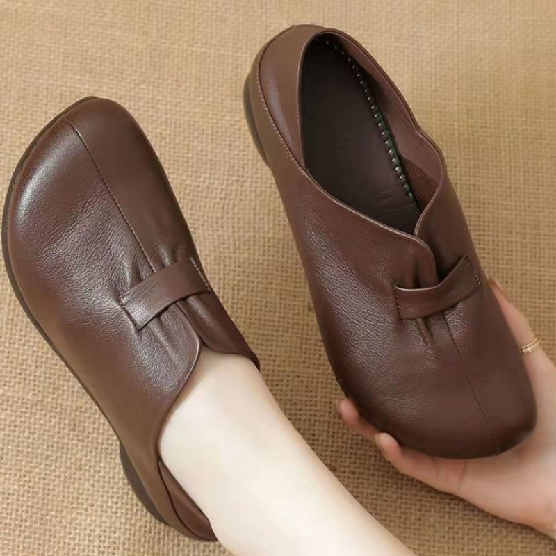 Women Convertible Foldable Heel Soft Leather Slip-On Loafers