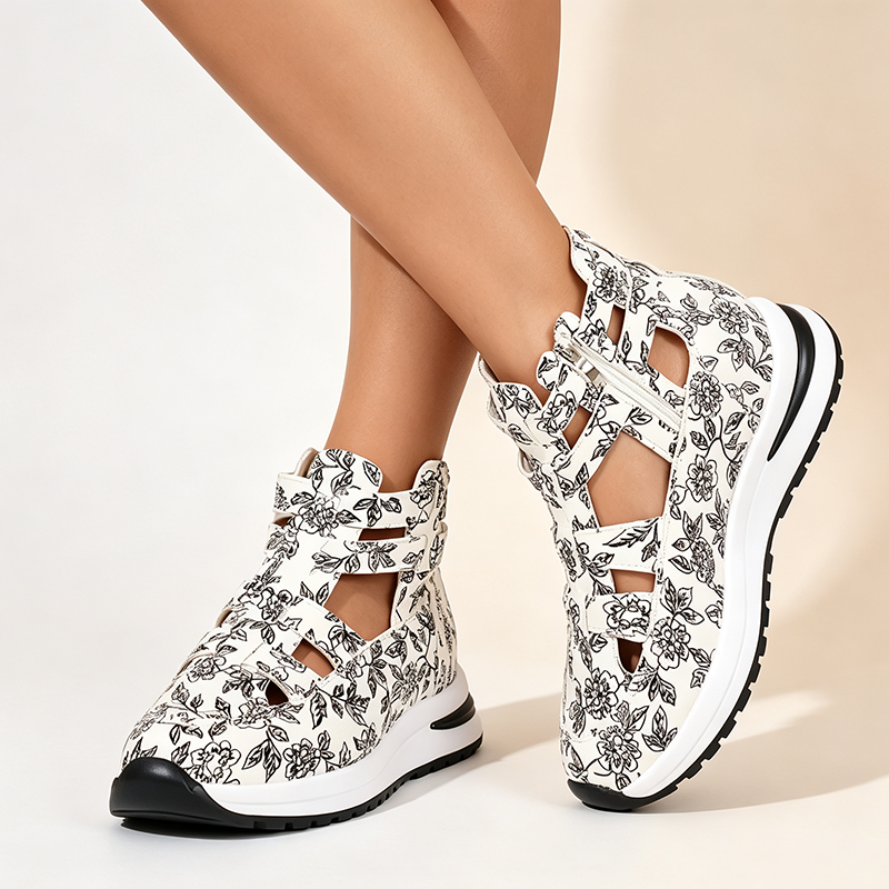 Hollow-Out Wedge Platform Sandals for Women