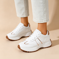 Women's Lightweight Casual Retro Striped Metallic Platform Sneakers