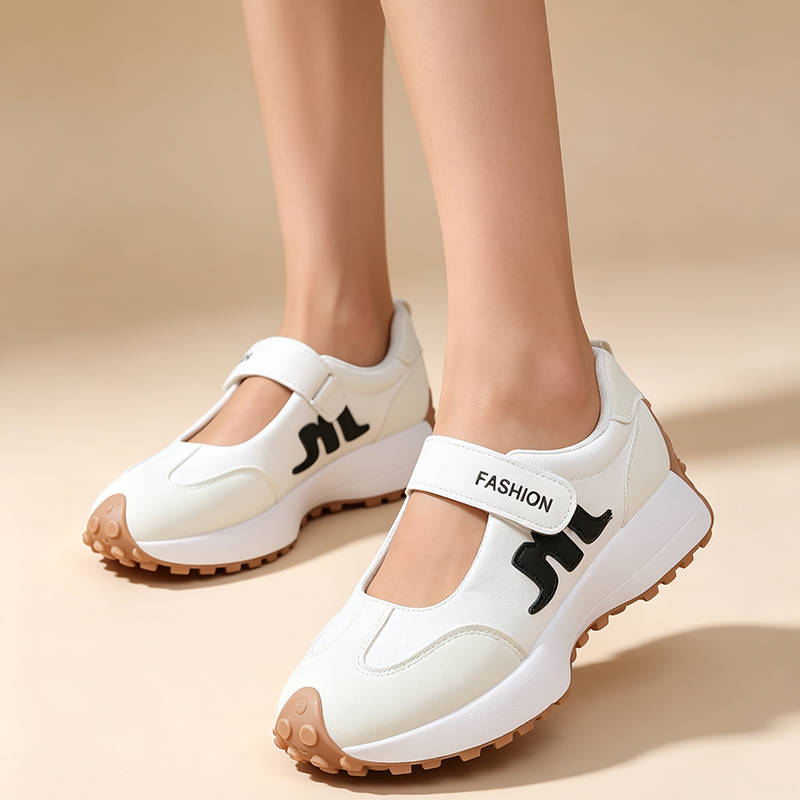 Retro platform casual shoes with Velcro straps
