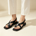 Women's square-toe crisscross toe-loop sandals