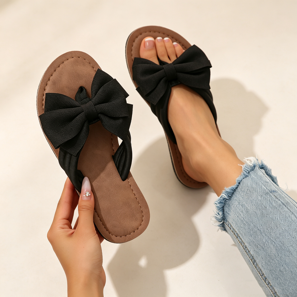 Women's Flower Bow Flat Sandals