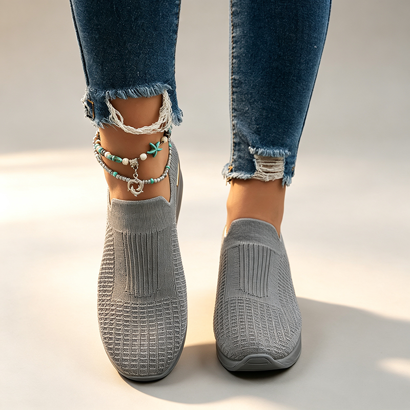 Women's  Fly Knit Breathable Mesh Chunky Platform Casual Shoes