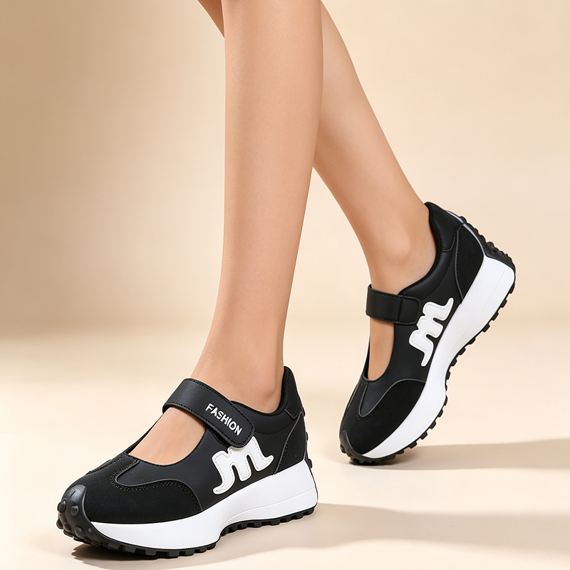 Retro platform casual shoes with Velcro straps