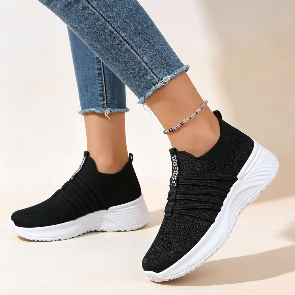 Women's Stripe Knit Slip-On Platform Sneakers