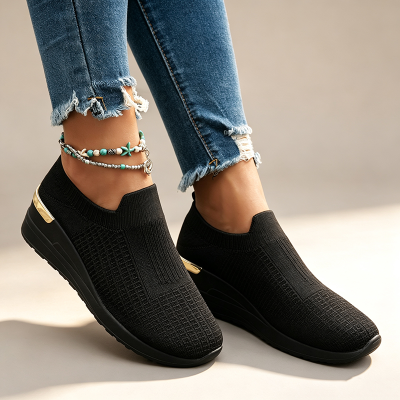 Women's  Fly Knit Breathable Mesh Chunky Platform Casual Shoes