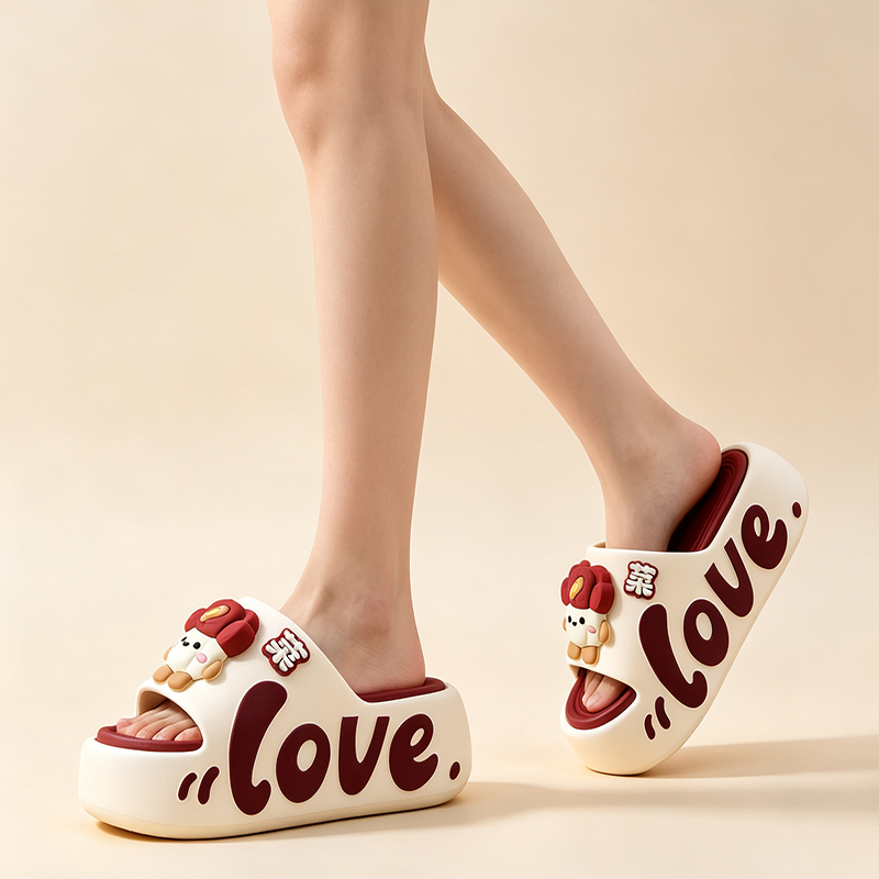 Cute Cartoon Letter Platform Slides for Women
