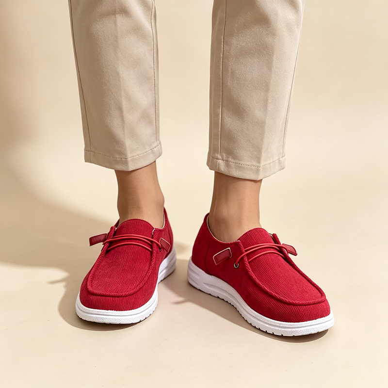 Women's Striped Knit Slip-On Loafers with Elastic Laces
