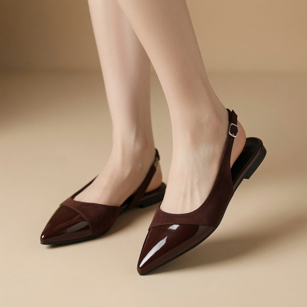 Women's Elegant Color-Block Pointed-Toe Slingback Sandals