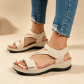 Women's comfortable multi-strap wedge sandals with Velcro closure