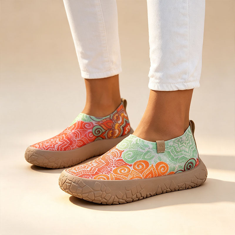 Bohemian-print slip-on casual shoes