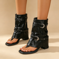 Women's Square-Toe Ankle Boots with Studded Straps