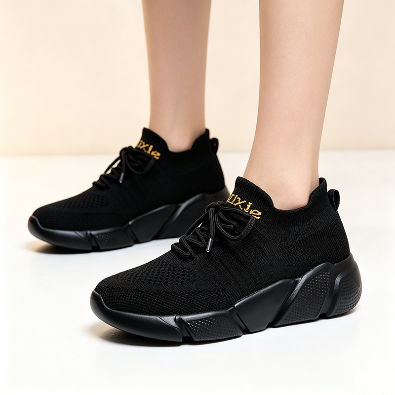 Colorful Camouflage Platform Breathable Stretch-Knit Casual Sneakers