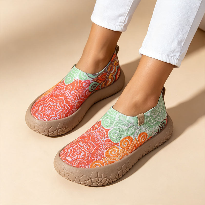 Bohemian-print slip-on casual shoes