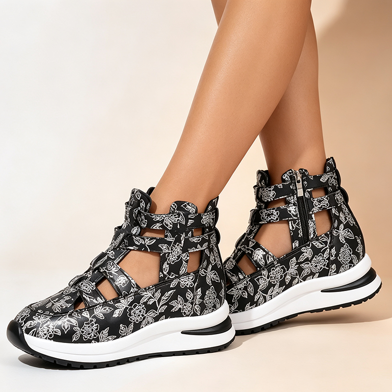 Hollow-Out Wedge Platform Sandals for Women