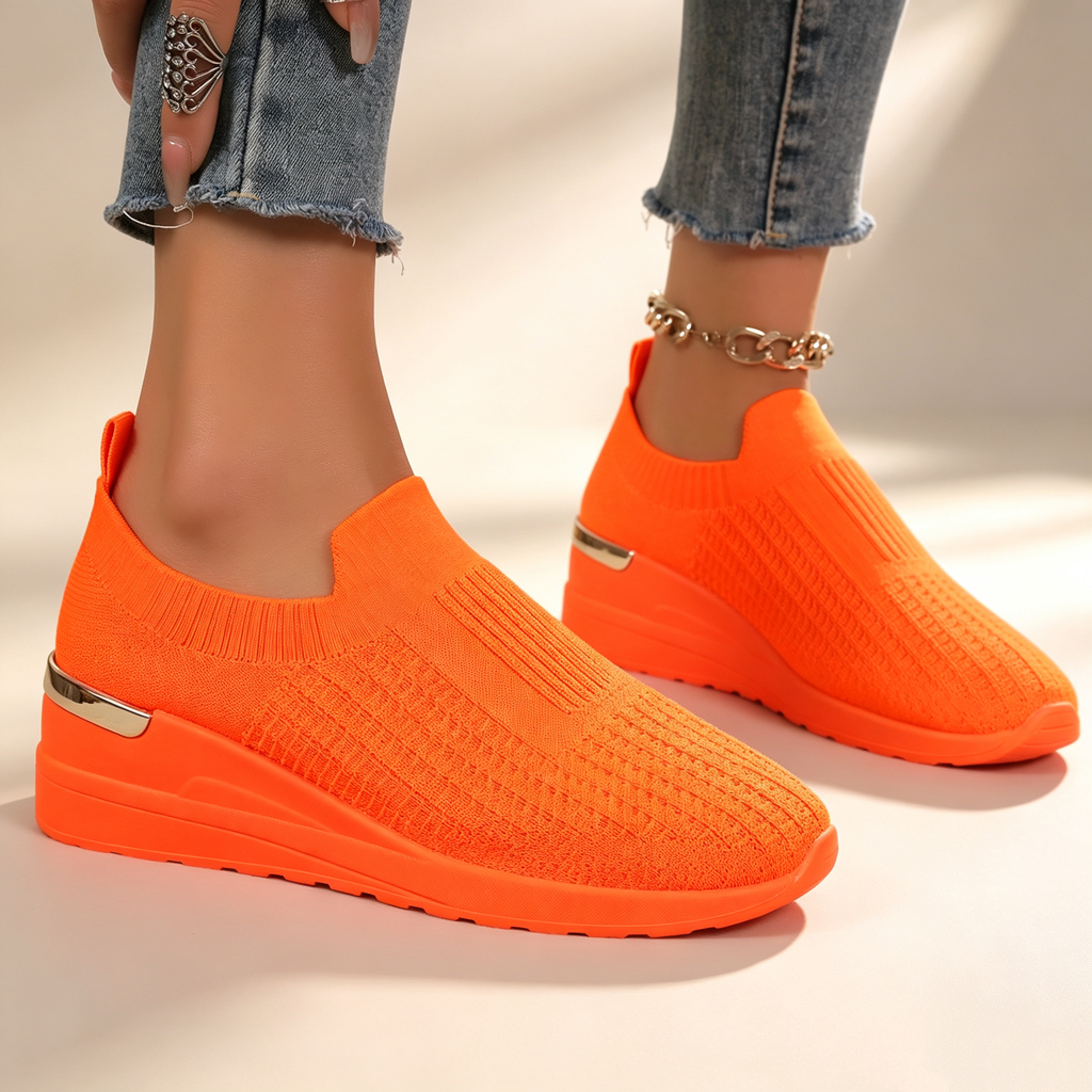 Women's  Fly Knit Breathable Mesh Chunky Platform Casual Shoes