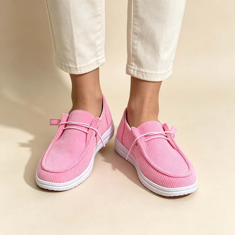 Women's Striped Knit Slip-On Loafers with Elastic Laces