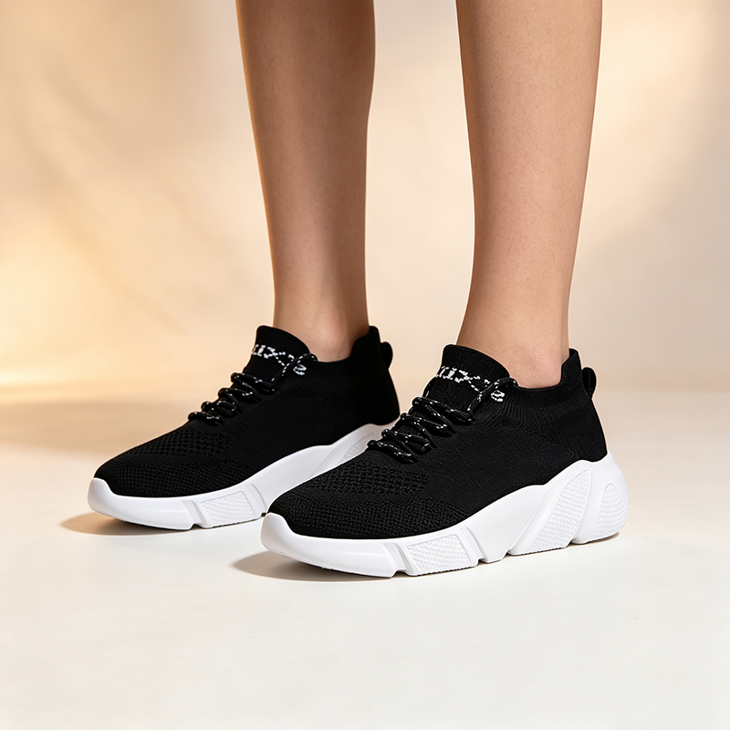 Colorful Camouflage Platform Breathable Stretch-Knit Casual Sneakers