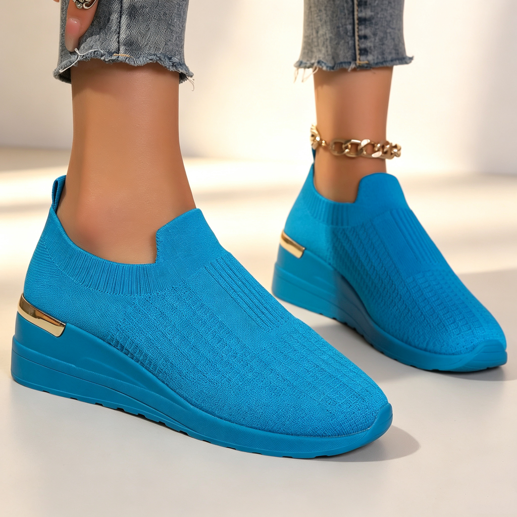 Women's  Fly Knit Breathable Mesh Chunky Platform Casual Shoes