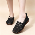 Breathable Hollow Mesh Lace Soft Sole Casual Slip Ons Flat Shoes