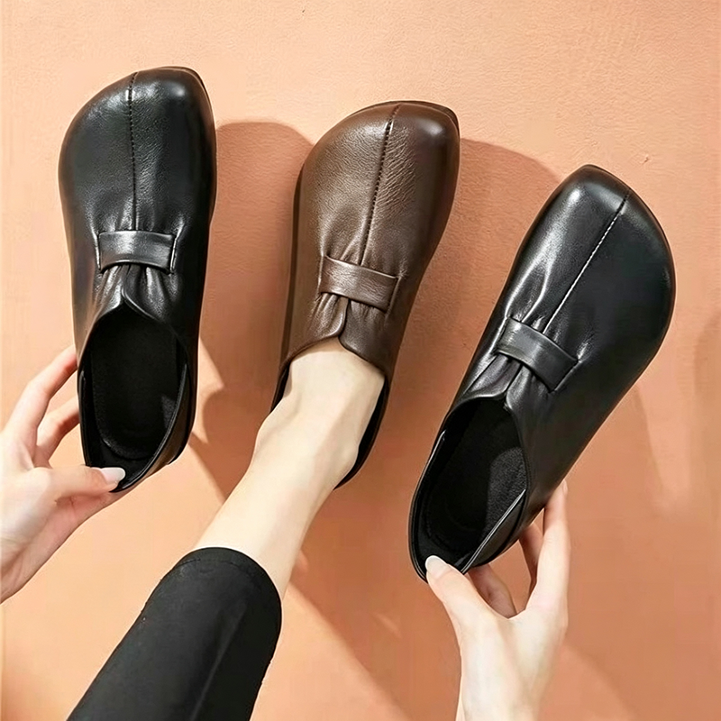 Women Convertible Foldable Heel Soft Leather Slip-On Loafers