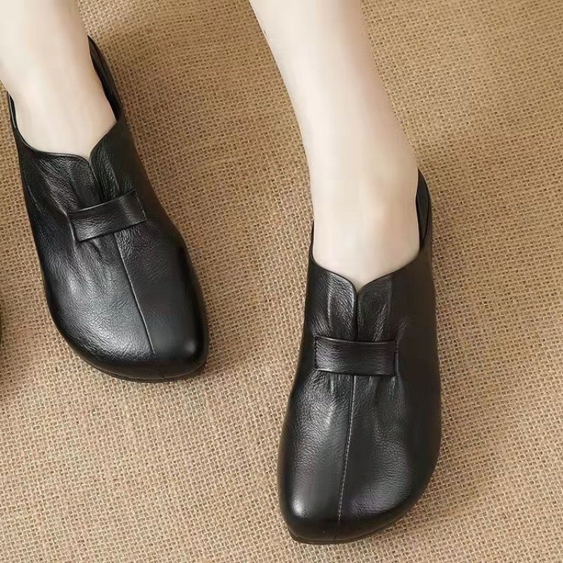 Women Convertible Foldable Heel Soft Leather Slip-On Loafers