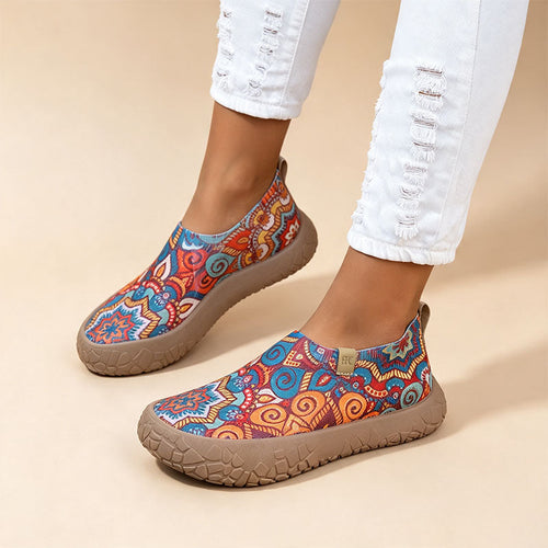 Bohemian-print slip-on casual shoes