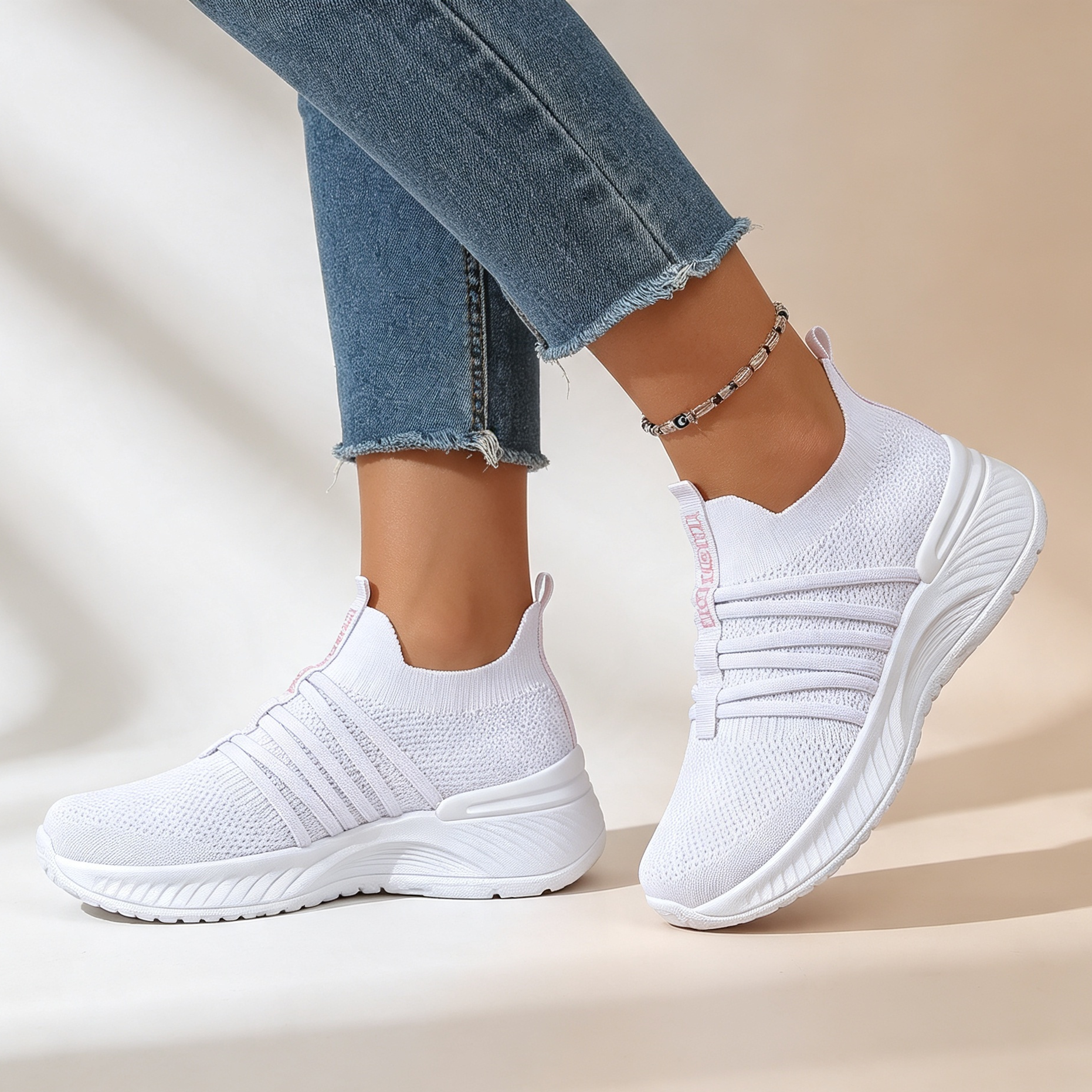 Women's Stripe Knit Slip-On Platform Sneakers