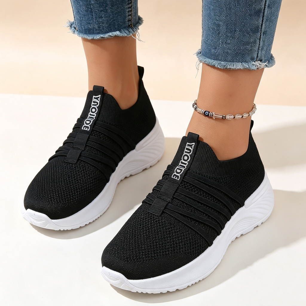Women's Stripe Knit Slip-On Platform Sneakers