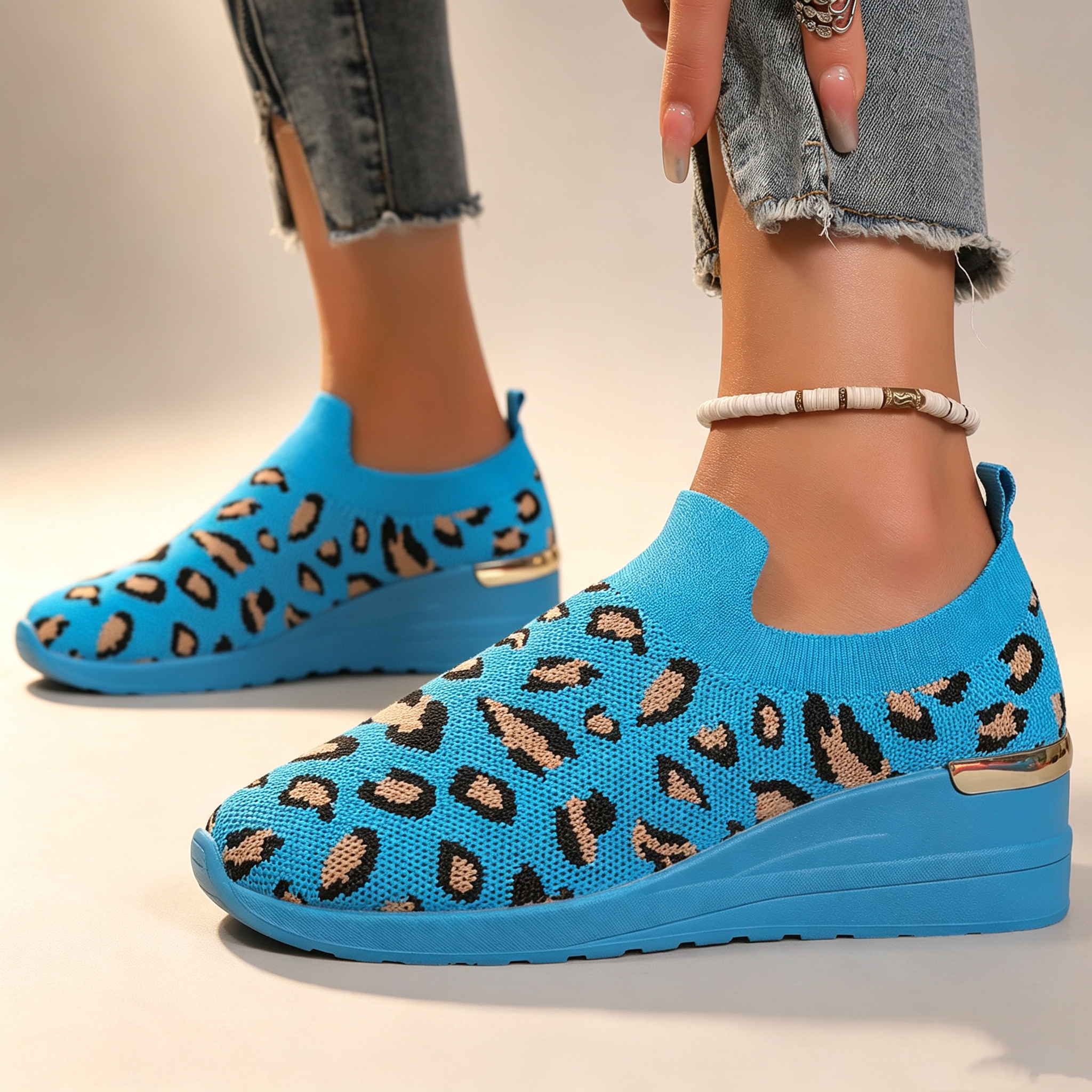 Women's  Fly Knit Breathable Mesh Chunky Platform Casual Shoes