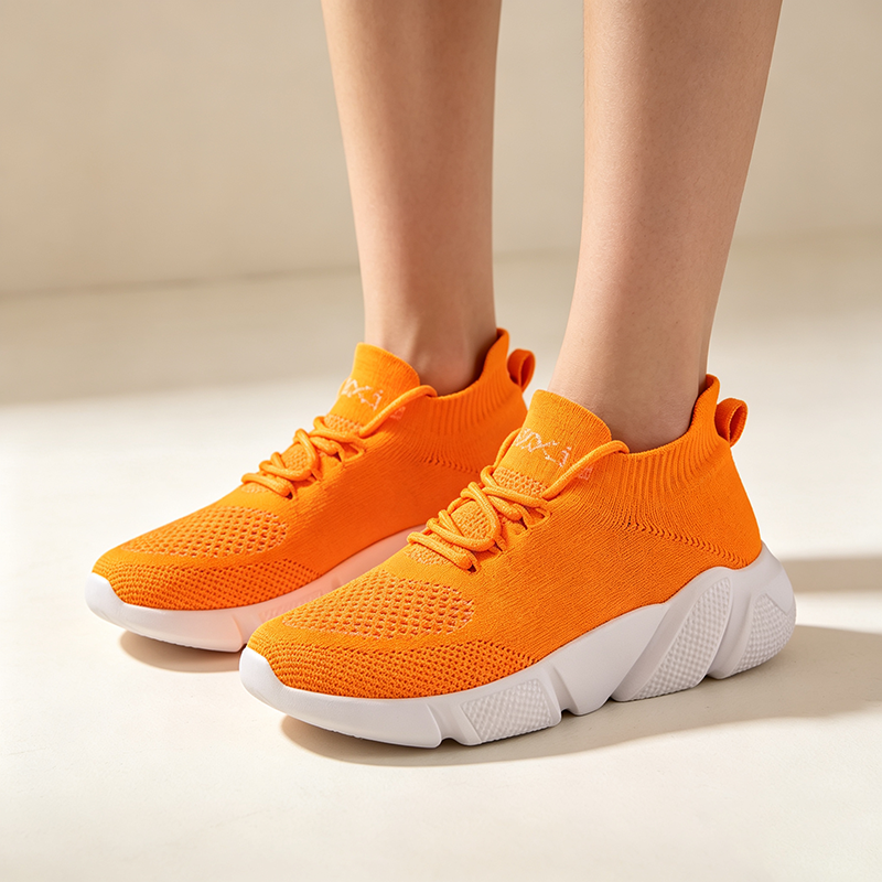 Colorful Camouflage Platform Breathable Stretch-Knit Casual Sneakers