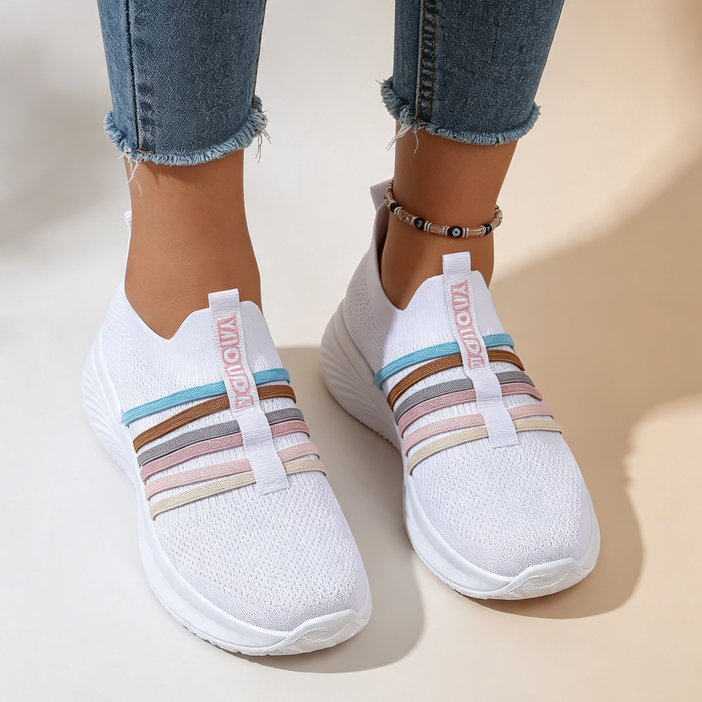 Women's Stripe Knit Slip-On Platform Sneakers