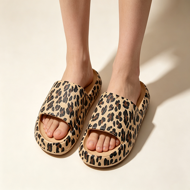 Women's Leopard-Print Soft Platform Slides