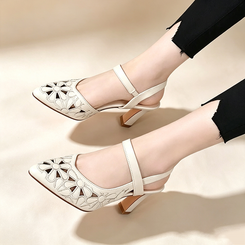 Women's Floral Cut-Out Pointed-Toe High Heels