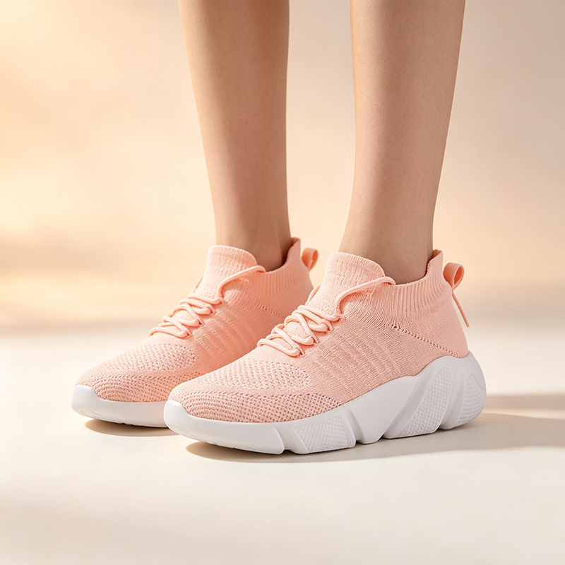 Colorful Camouflage Platform Breathable Stretch-Knit Casual Sneakers