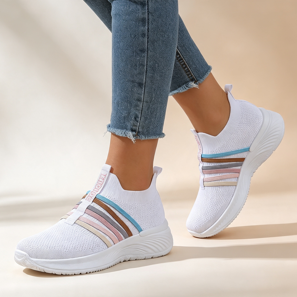 Women's Stripe Knit Slip-On Platform Sneakers