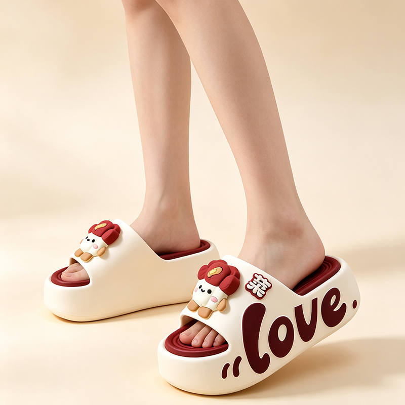 Cute Cartoon Letter Platform Slides for Women