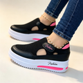 Women's casual cutout mesh sneakers with thick soles and Velcro straps