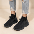 Women's Breathable Fly-Knit High-Top Platform Walking Shoes