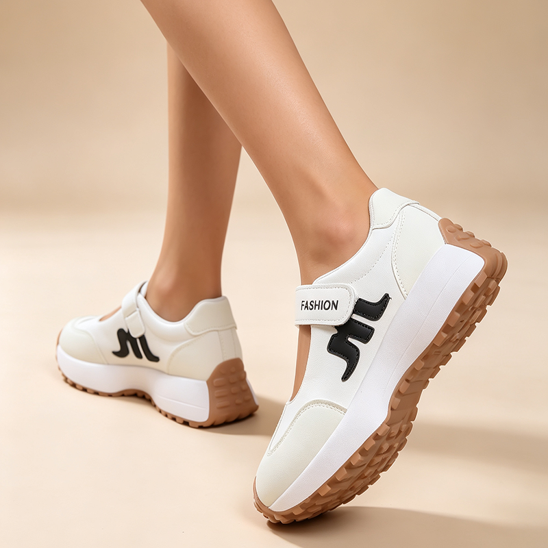 Retro platform casual shoes with Velcro straps