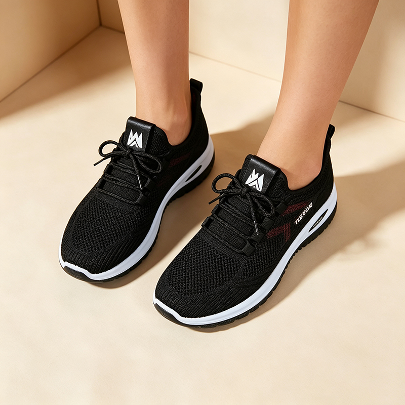 Women's Breathable Lightweight Knit Lace-Up Walking Shoes