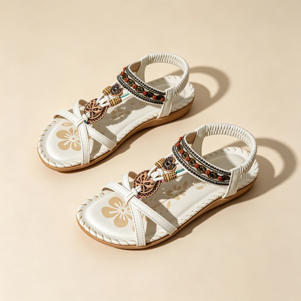 Boho Rhinestone Flat Thong Sandals for Women