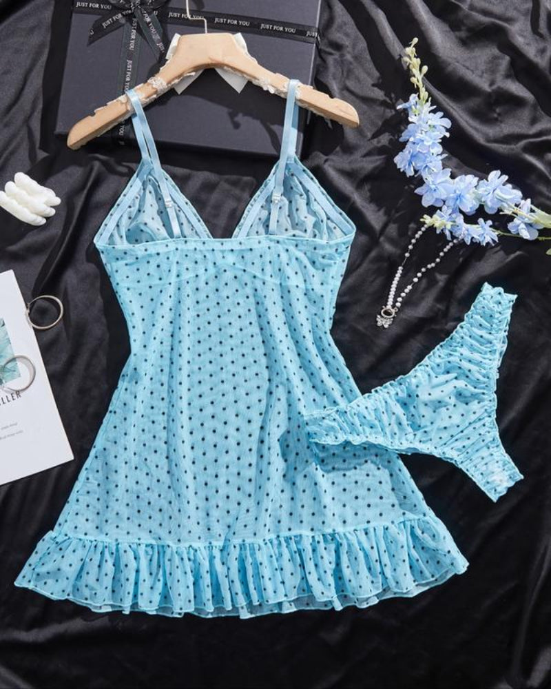 Women's Elegant Polka Dot Pajama Set