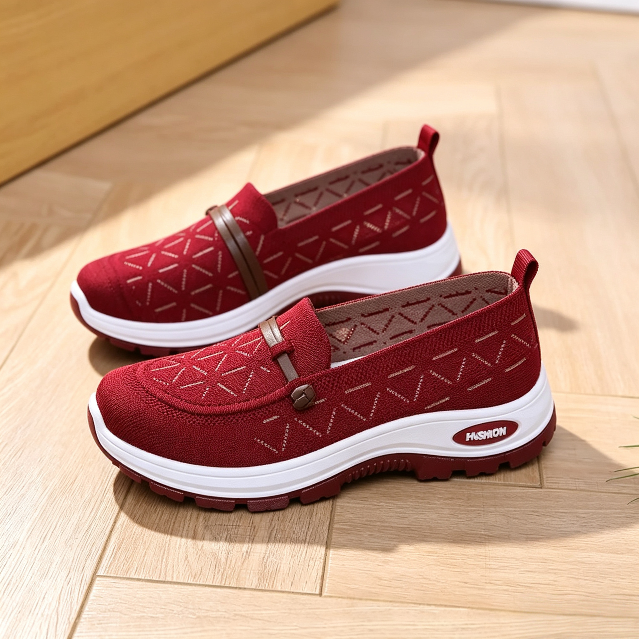 Women's Breathable Knit Slip-On Walking Shoes