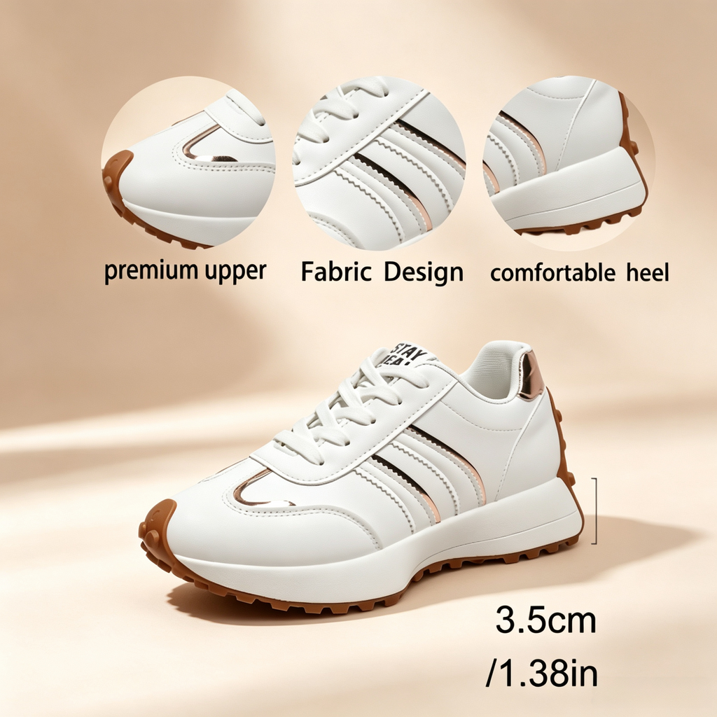 Women's Lightweight Casual Retro Striped Metallic Platform Sneakers