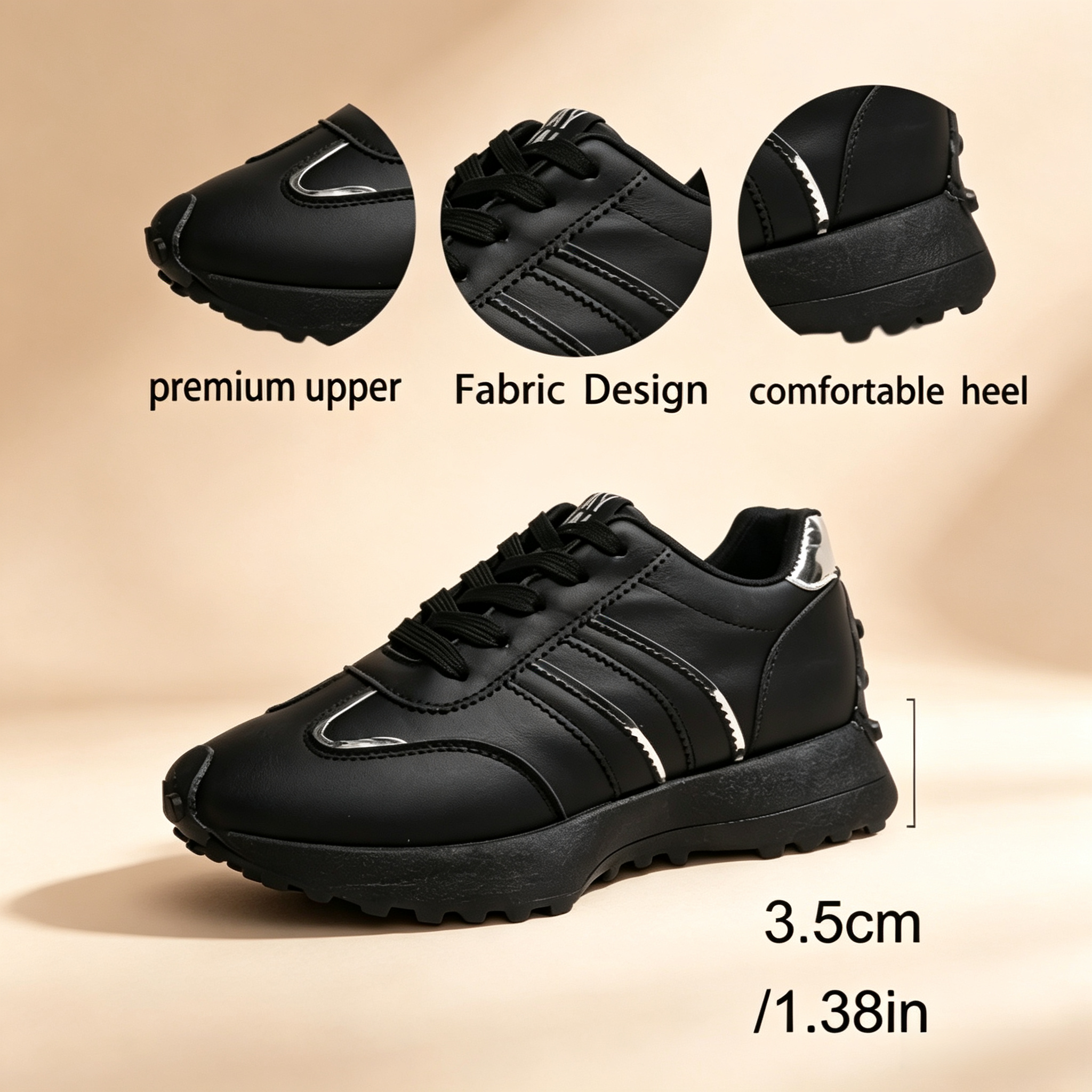 Women's Lightweight Casual Retro Striped Metallic Platform Sneakers