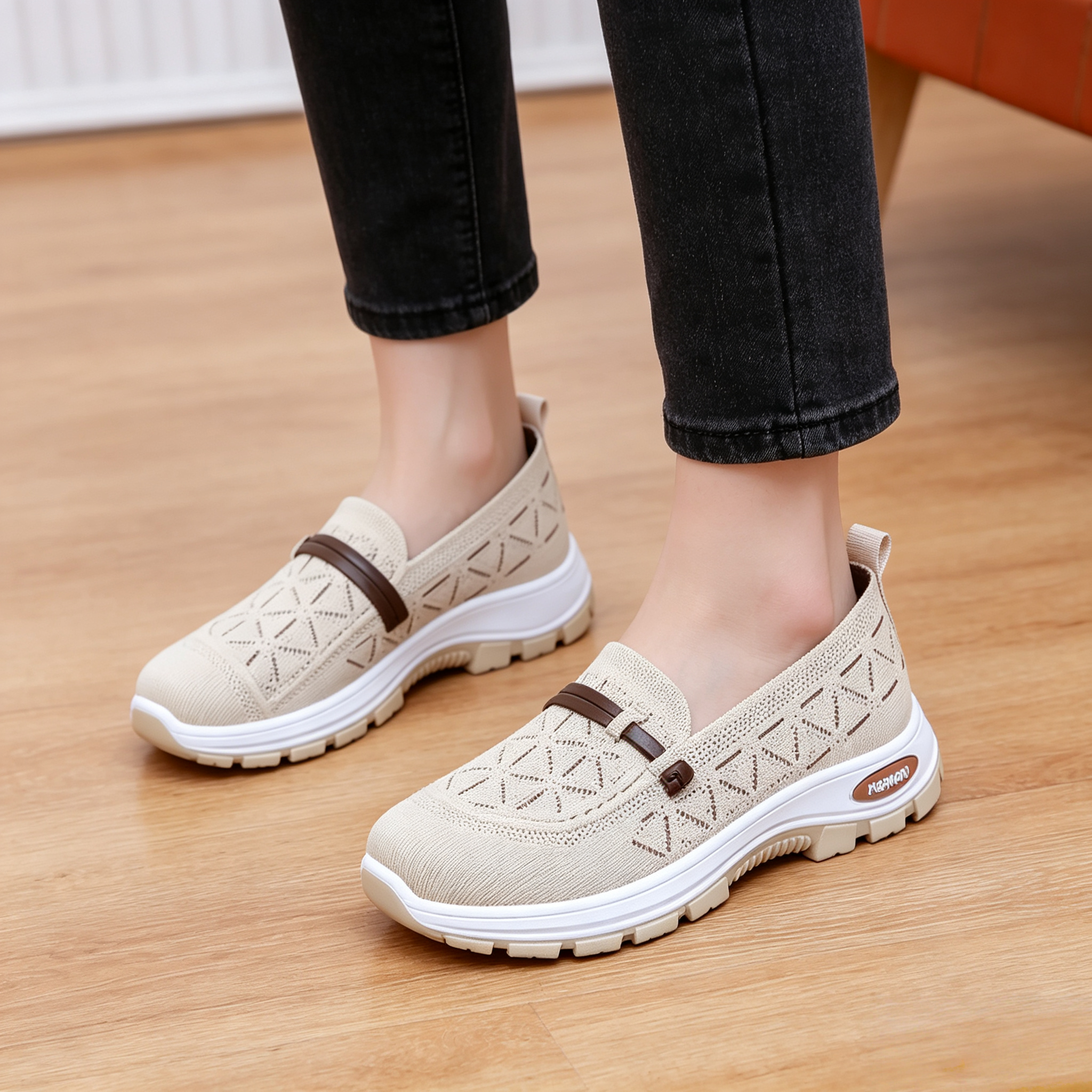 Women's Breathable Knit Slip-On Walking Shoes