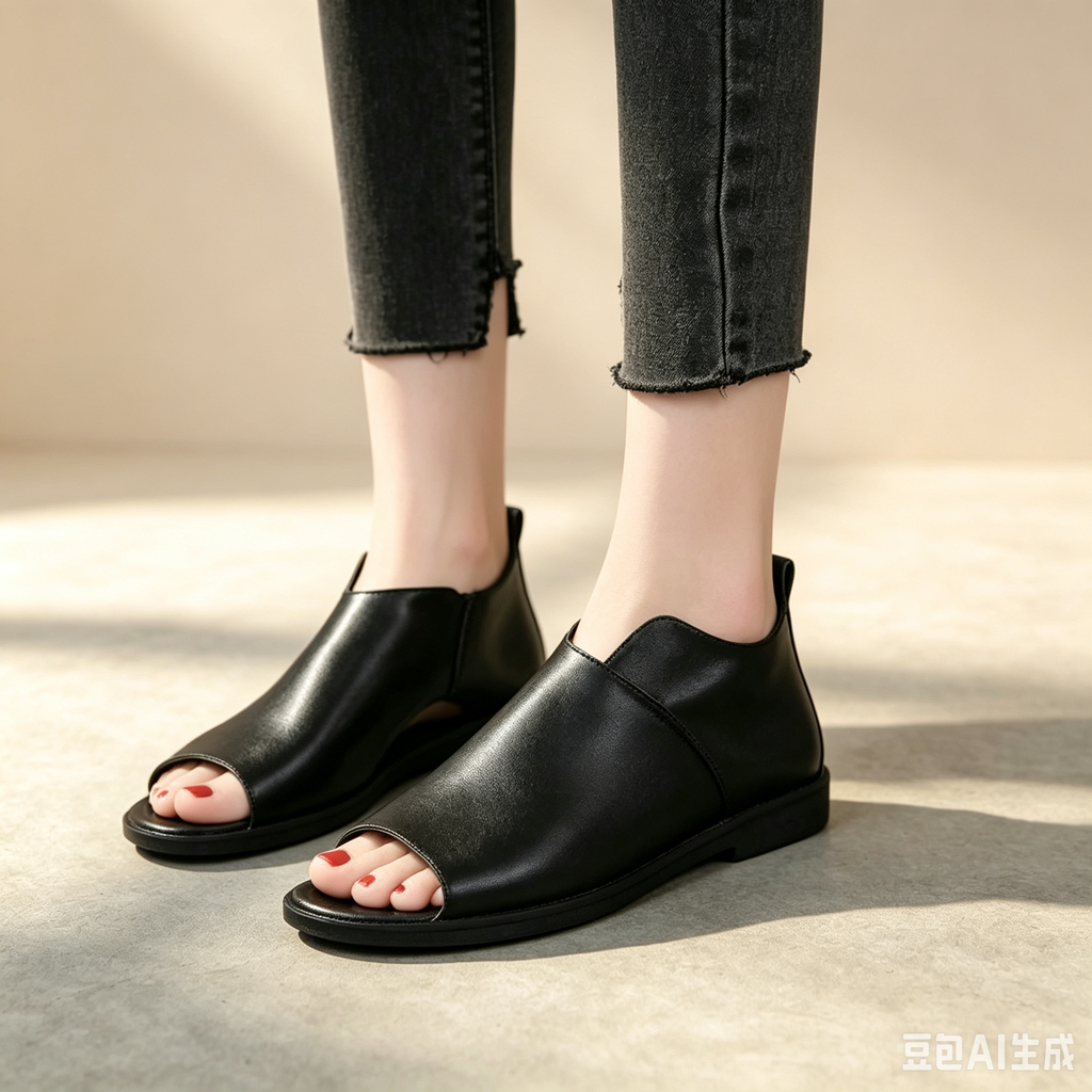 Women's Vintage Open-Toe Leather Flat Sandals